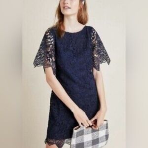 NWT Anthropologie Charleston Lace Dress, Navy Blue, size 2, Easter Party Event